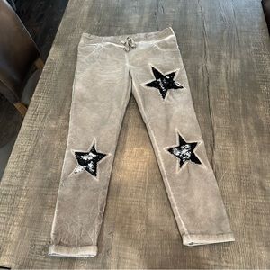 Funky Italian sequin star black brown joggers